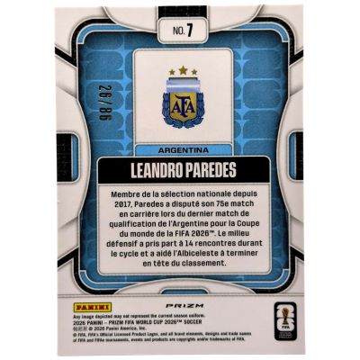 Leandro Paredes 2026 Panini Prizm FIFA World Cup 26 /86 Argentina