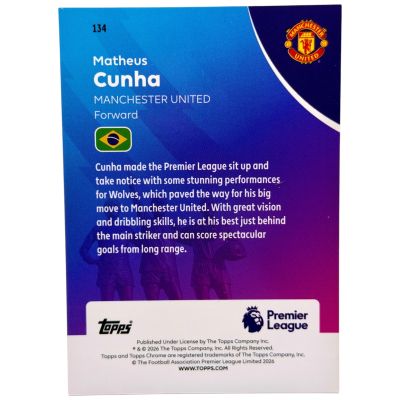 Matheus Cunha 2026 Topps Sapphire Premier League 95 /99 Manchester United