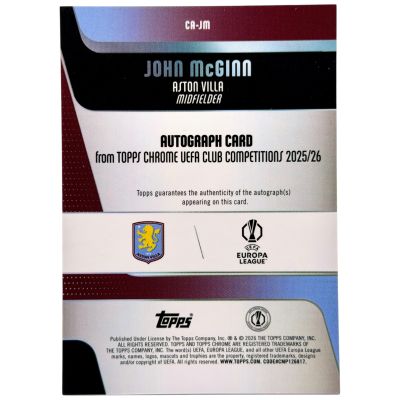 John McGinn 2025-26 Topps Chrome UCC 6 /75 Aston Villa
