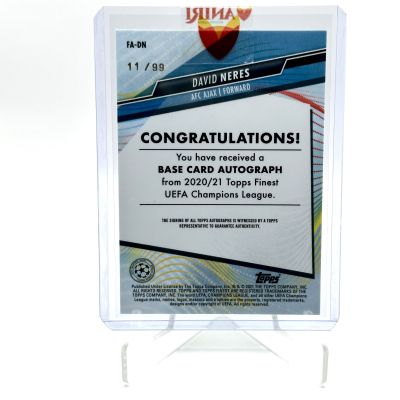 David Neres 2020-21 Topps Finest UEFA UCL- AUTO Green Refractor 11/99 #FA-DN Ajax