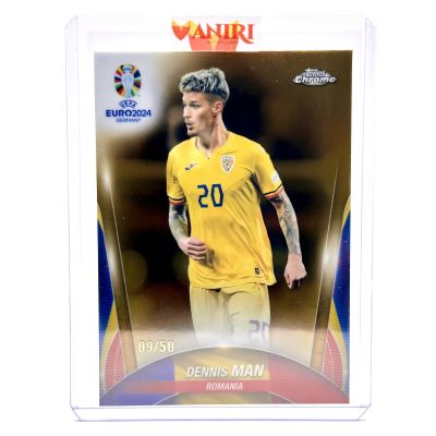 Dennis Man  2024 Topps Chrome UEFA Euro - GOLD Refractor 09/50 #82 Romania