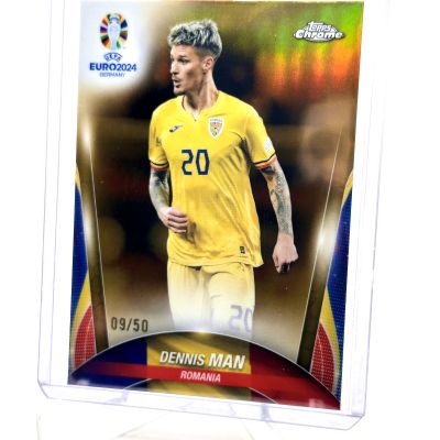 Dennis Man  2024 Topps Chrome UEFA Euro - GOLD Refractor 09/50 #82 Romania