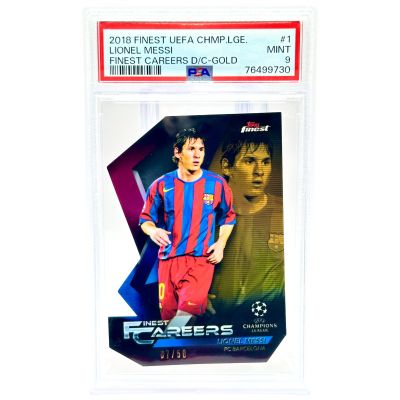 Lionel Messi 2018 Topps Finest UEFA Champions League Finest Careers GOLD 07/50 #1 PSA 9 FC Barcelona