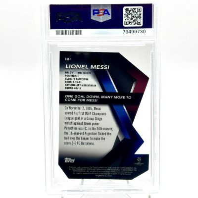 Lionel Messi 2018 Topps Finest UEFA Champions League Finest Careers GOLD 07/50 #1 PSA 9 FC Barcelona