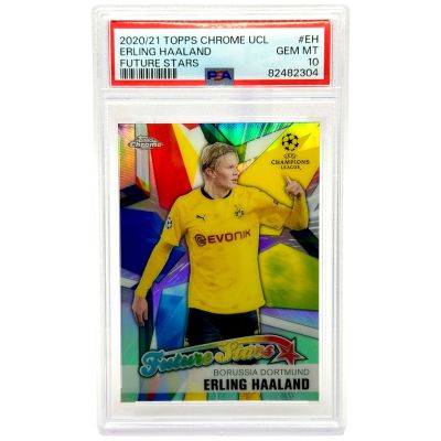Erling Haaland 2020-21 Topps Chrome UCL Future Stars #FS-EH PSA 10 GEM MT Borussia Dortmund