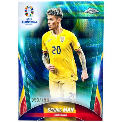 Dennis Man 2024 Topps Chrome UEFA Euro - Aqua Wave 034/199 #82 Romania