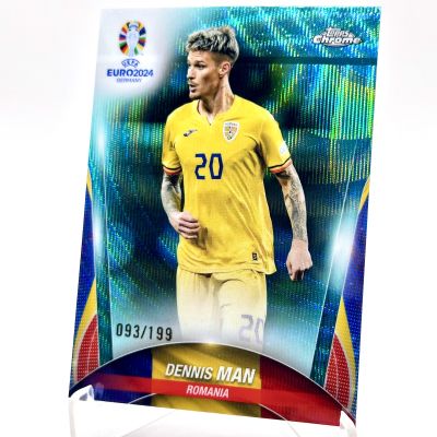 Dennis Man 2024 Topps Chrome UEFA Euro - Aqua Wave 034/199 #82 Romania