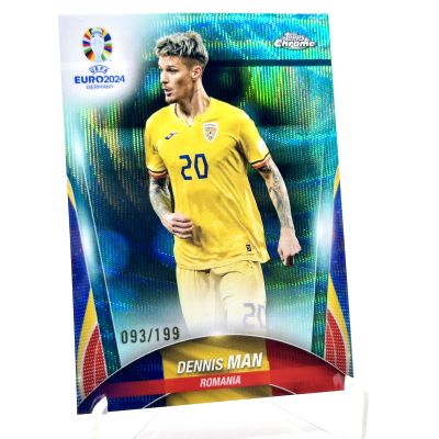 Dennis Man 2024 Topps Chrome UEFA Euro - Aqua Wave 034/199 #82 Romania