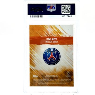 Lionel Messi 2022-23 Topps Jogaco UEFA - ORANGE 1/5 PSA 8 PSG