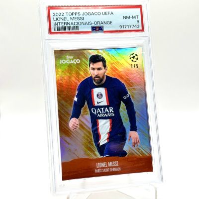 Lionel Messi 2022-23 Topps Jogaco UEFA - ORANGE 1/5 PSA 8 PSG