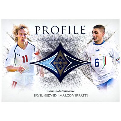 Pavel Nedved & Marco Verratti 2023 Futera Unique World Football - PROFILE RELIC SAPPHIRE 08/10 #PE18