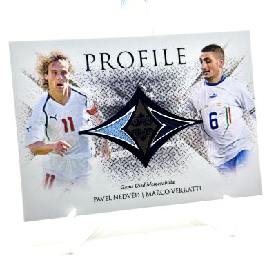 Pavel Nedved & Marco Verratti 2023 Futera Unique World Football - PROFILE RELIC SAPPHIRE 08/10 #PE18