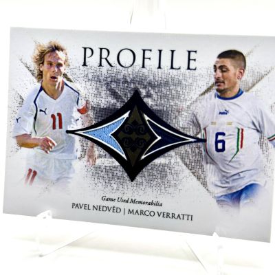 Pavel Nedved & Marco Verratti 2023 Futera Unique World Football - PROFILE RELIC SAPPHIRE 08/10 #PE18