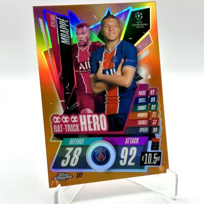 Kylian Mbappe 2020-21 Topps Chrome Match Attax ORANGE Refractor 10/25 #177 PSG