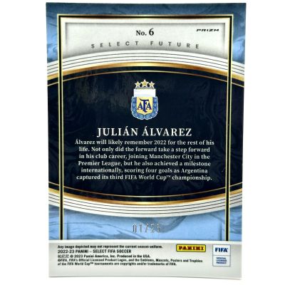Julian Alvarez 2022-23 Panini Select Fifa Soccer - Rookie RC  PINK PRIZM 01/25 #6 Argentina