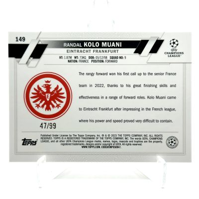 Randal Kolo Muani 2022-23 Topps UCC Flagship - Rookie RC ICY BLUE Foil 47/99 #149 Frankfurt