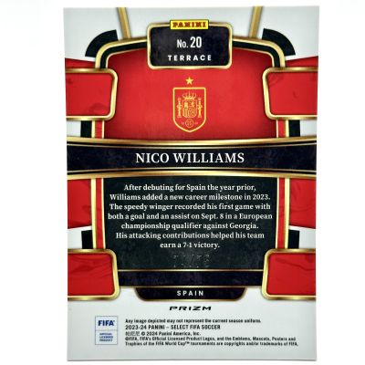 Nico Williams 2023-24 Panini Select FIFA - Terrace Pink Prizm 74/75 #20 Spain