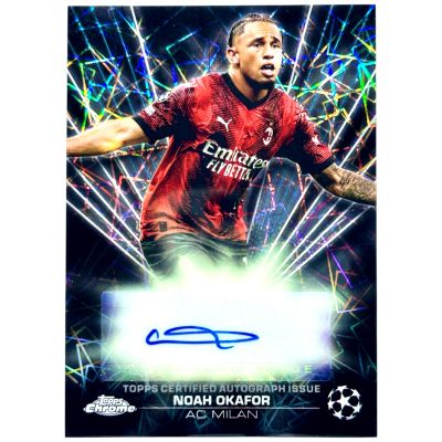 Noah Okafor 2023-24 Topps Chrome UCL - Black Lazer AUTO #BLA-NO AC Milan