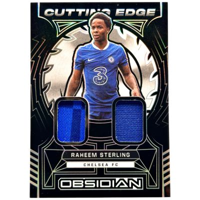 Raheem Sterling 2022-23 Panini Obsidian Soccer - Cutting Edge Dual Jersey  131/199 #CE-RST Chelsea