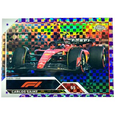 Carlos Sainz 2023 Topps Chrome Formula 1 - F1 Cars Purple Checker Flag X-Fractor 127/199 #20 Ferrari