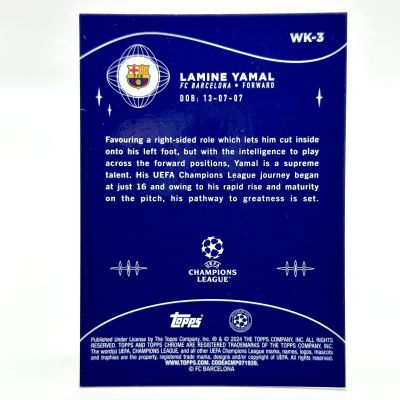 Lamine Yamal 2023-24 Topps Chrome SAPPHIRE UCC - Rookie RC WONDERKIDS  #WK3 FC Barcelona 