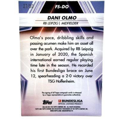 Dani Olmo 2020-21 Topps Chrome Bundesliga - Rookie RC Future Stars AUTO GOLD Refractor 27/50 #FS-DO RB Leipzig