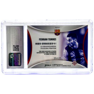 Ferran Torres 2023-24 Daka FC Barcelona- AUTO Blue Holocene 19/25 #AU1-2 CGC 10