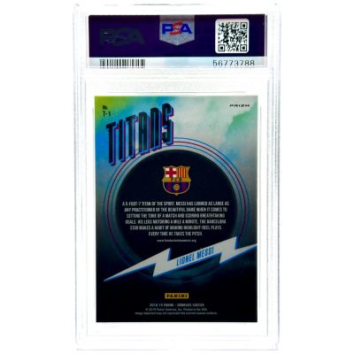 Lionel Messi 2018-19 Panini Donruss Soccer - Titans Optic Silver #T-1 FC Barcelona PSA 9