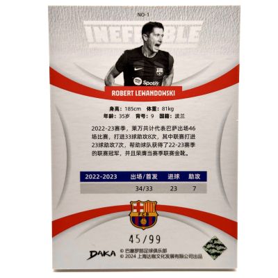 Robert Lewandowski 2023-24 DAKA FC Barcelona Ineffable - 45/99 #NO-1
