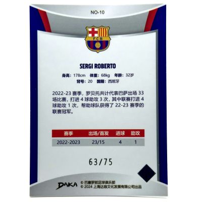 Sergi Roberto 2023-24 Daka FC Barcelona Holocene - 63/75 #NO-10