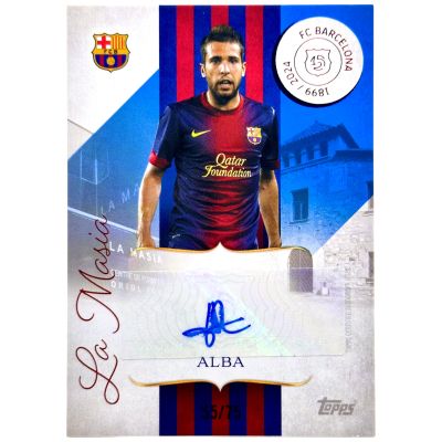 Jordi Alba 2024-25 Topps Barcelona 125 Anniversary - La Masia AUTO Blue 55/75 #MF-JA