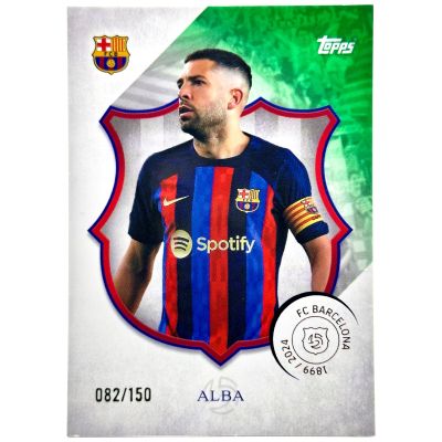 Jordi Alba 2024-25 Topps Barcelona 125 Anniversary - GREEN 082/150 #28