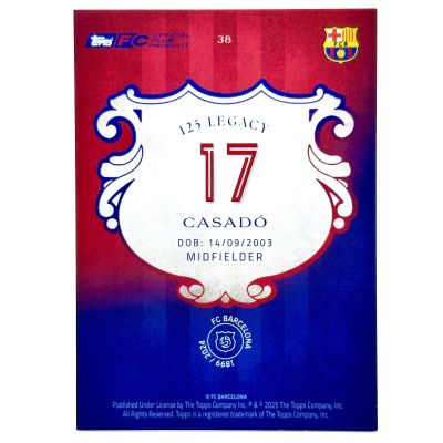 Marc Casado 2024-25 Topps Barcelona 125 Anniversary - AQUA 11/50 #38
