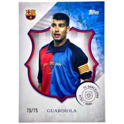 Pep Guardiola 2024-25 Topps Barcelona 125 Anniversary - BLUE 75/75 #32