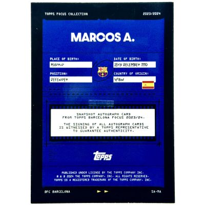 Marcos Alonso 2023-24 Topps Barcelona Focus - AUTO #SA-EG FC Barcelona
