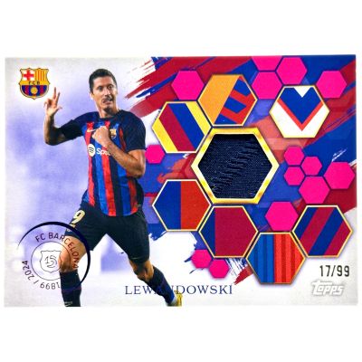 Robert Lewandowski 2024-25 Topps Barcelona 125 Anniversary - MATCH WORN PATCH 17/99 #JR-RL