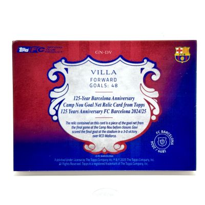 David Villa 2024-25 Topps Barcelona 125 Anniversary - GOAL NET RELIC 21/50 #JR-HS
