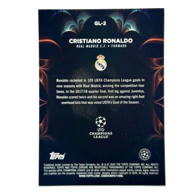 Cristiano Ronaldo 2023-24 Topps UEFA Chrome - Golazo Refractor #Gl-2 Real Madrid