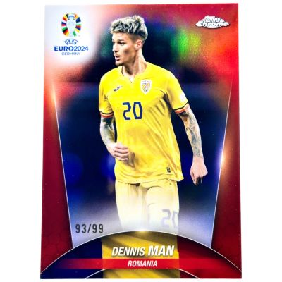 Dennis Man 2024 Topps Chrome UEFA Euro - RED Refractor 93/99 #82 Romania