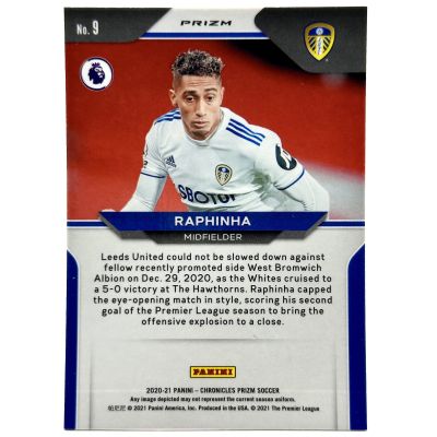 Raphinha 2020-21 Panini Chronicles Prizm - Purple Mojo Prizm Rookie RC #9 Leeds United
