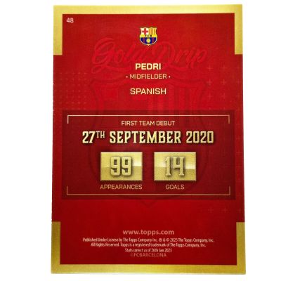Pedri 2022-23 Topps FC Barcelona Team Set - Gold Drip Insert #48 Barcelona