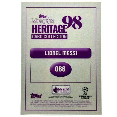 Lionel Messi 2022-23 Topps Merlin's Heritage 98 UCL #066 PSG