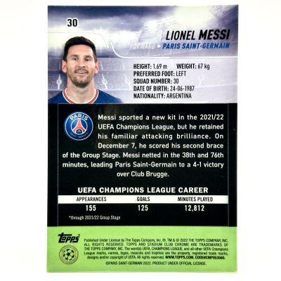 Lionel Messi 2021-22 Topps Stadium Club Chrome UCL #30 PSG