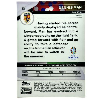 Dennis Man 2024 Topps Chrome UEFA Euro #82 Romania