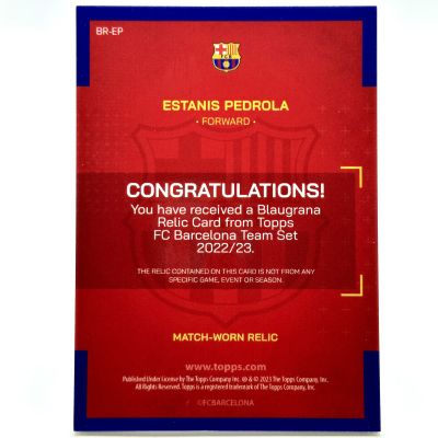 Estanis Pedrola 2023-24 Topps FC Barcelona Team Set - Match Worn Relic Rookie RC #BR-EP