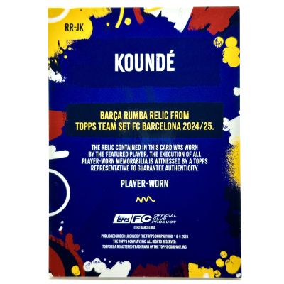 Jules Kounde 2024-25 Topps FC Barcelona Team Set - Player Worn Relic #RR-JK