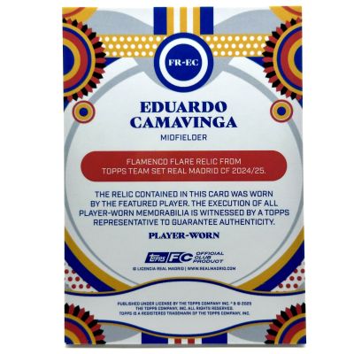 Eduardo Camavinga 2024-25 Topps Real Madrid Team Set - Player Worn Patch 228/250 #FR-EC