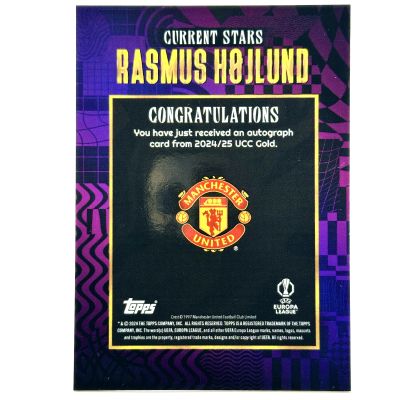 Rasmus Hojlund 2024-25 Topps UCC Gold AUTO Manchester United