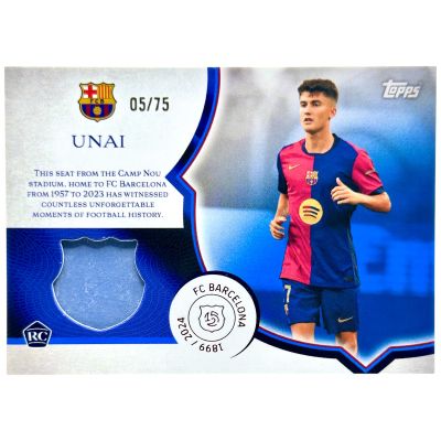 Unai Hernandez 2024-25 Topps Barcelona 125 Anniversary - Camp Nou Seat Relic Blue 05/75 Rookie RC #CS-UH