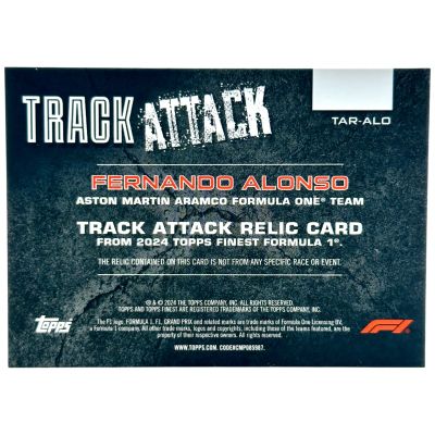 Fernando Alonso 2024 Topps Finest Formula 1 - Track Attack RELIC Green 46/50 #TAR-ALO Aston Martin